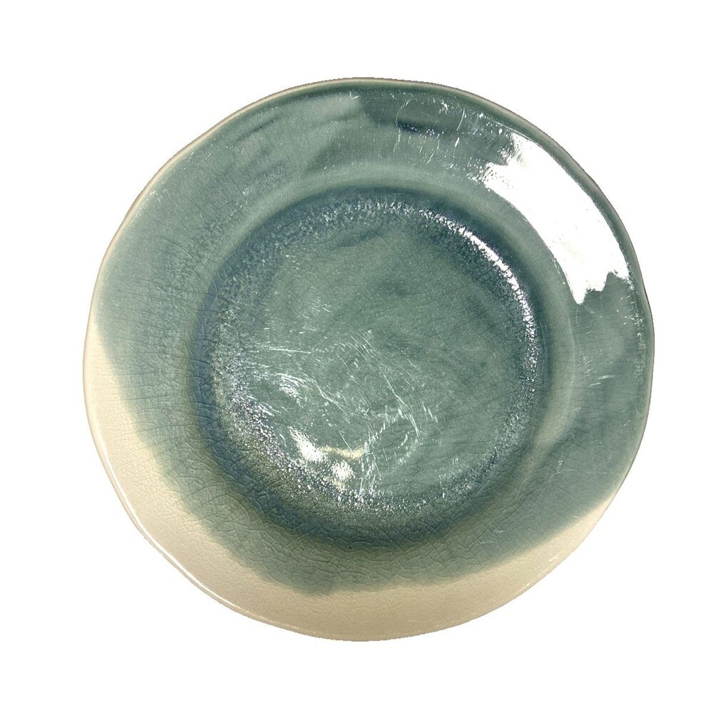Anthropologie Handmade Ceramic Plate/Blue Green Reactive Glaze 8in